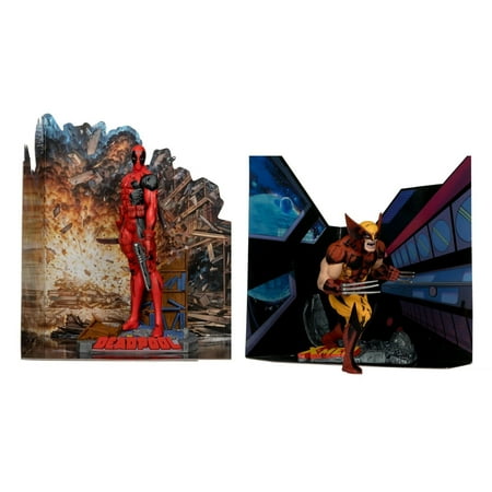 McFarlane Toys X-Men Comic Series Marvel Wolverine 1:10th Scale Posed Figure Bundle with The New Mutants Comics Issue Marvel Deadpool 1:10th Scale Collectible Posed Figure (2 Items)
