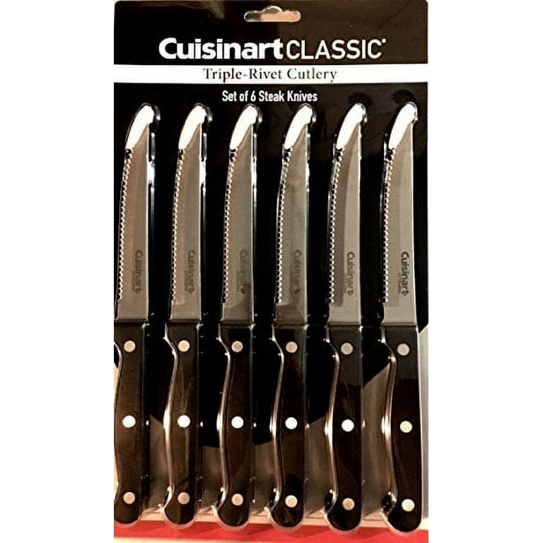 Cuisinart Classic 6-piece Black Triple Rivet Steak Knife Set, C77TR-6PSK