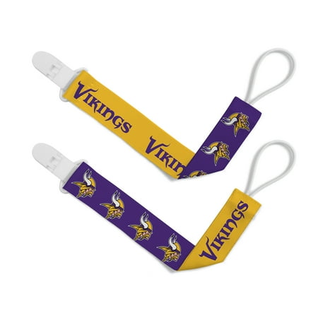 BabyFanatic Officially Licensed Unisex Pacifier Clip 2-Pack – NFL Minnesota Vikings – Officially Licensed Baby Apparel