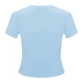 thumbnail image 4 of T Shirt Women Women Casual Slim Fit Solid Short Sleeve Basic Layering Tee Light Blue L, 4 of 5
