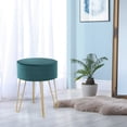 thumbnail image 4 of Costway Repose-Pieds en Velours Rond Repose-Pieds Chaise d'Appoint avec Pieds en Métal Vert, 4 of 9