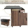 thumbnail image 3 of Rolling Kitchen Island with Trash Can Storage Cabinet,Mobile Kitchen Cart with Drop Leaf, Adjustable Spice Rack, Towel Rack and Drawer, Walnut Brown, 3 of 9