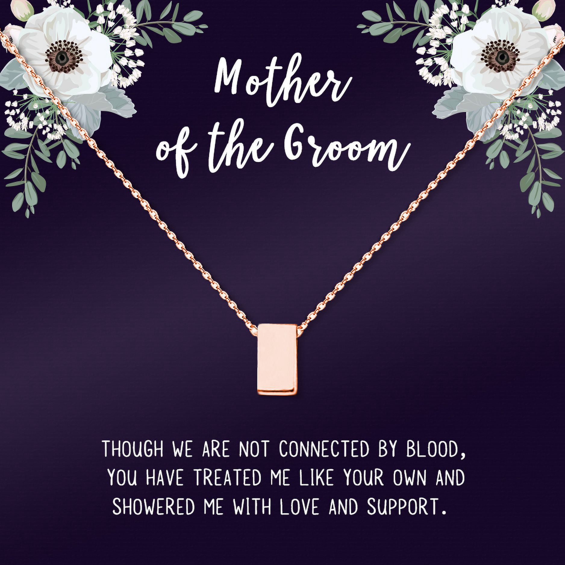 Rose Gold Mother's Day Necklace for Mom, Mother of the Groom Gift, Wedding Day Gift, Wedding Gift for Mother of the Groom, Necklace and Card Jewelry Gift Box [Rose Gold, No-Personalized Card]