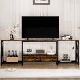 thumbnail image 3 of SESSLIFE LED TV Stand with Charging Station and 2 Fabric Drawers, Entertainment Center for TVs up to 75", TV Stand Table with Open Storage Shelves, Rustic Brown, 3 of 6
