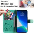 thumbnail image 4 of SaniMore for iPhone 14 Pro 6.1" 2022 Case, PU Leather Skin with Embossed Cat Flip Magnetic Cover Card Slots Kickstand Detachable Lanyard Full Around Wallet Case For iPhone 14 Pro, Green, 4 of 6