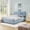 Navy Boucle Fabric Foam, variant on LHSHID Full Size Upholstered Bed with Oversized Rabbit Ear Headboard,LED Light 4 Storage Drawers,Fabric (79.5''X55.75''X41'')