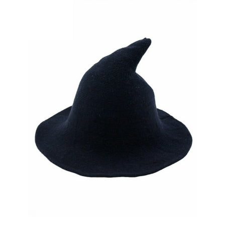 

Karuedoo Halloween Modern Witch Hat Made from Sheep Wool Party Witch Hat for Women Navy Blue
