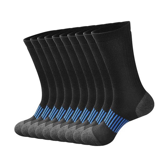 Frnrwgo 5 Pairs Men's Long Tube Socks Breathable Cotton Sweat Wicking Cushion Heel Outdoor Running Sports Socks