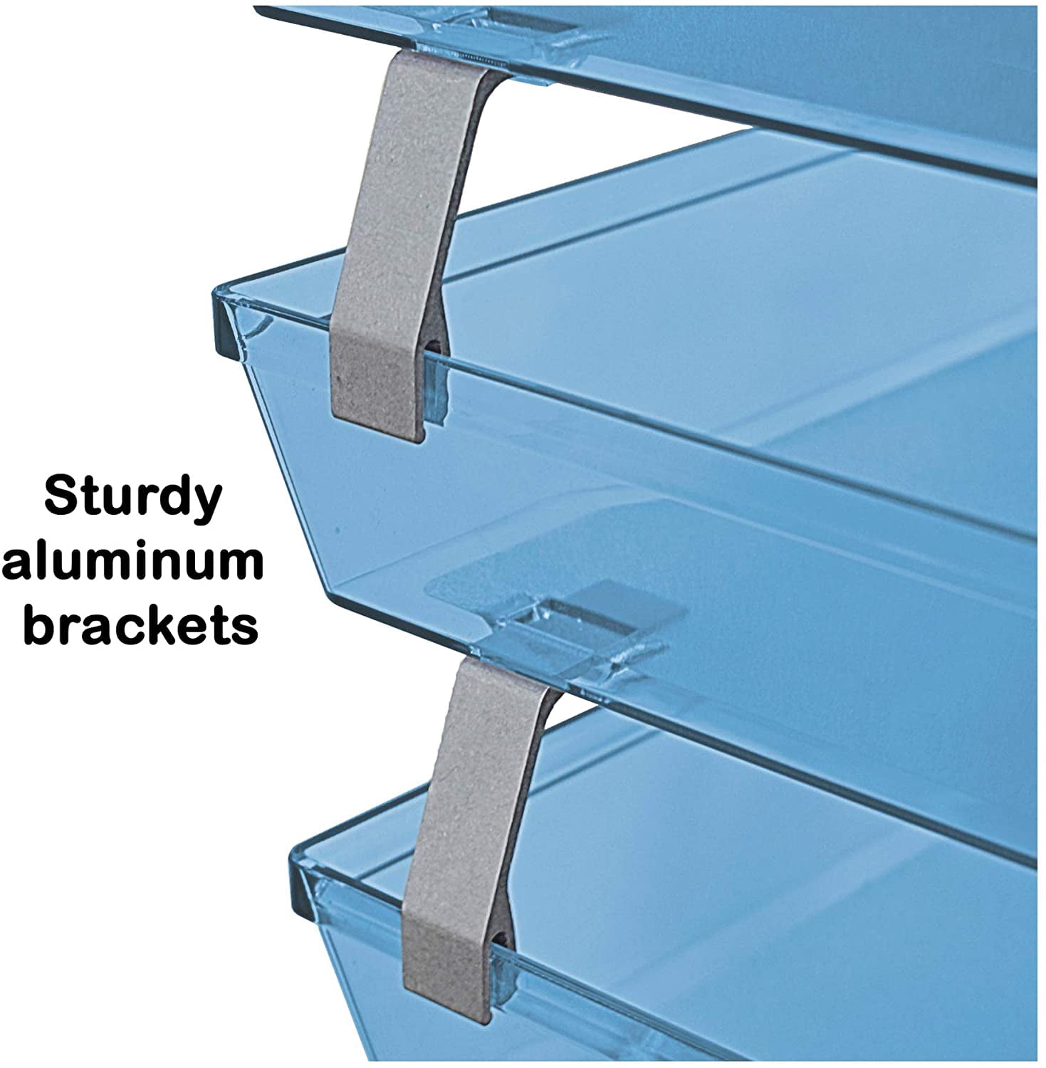 Acrimet Facility 3 Tier Letter Tray Side Load Plastic Desktop File Organizer (Clear Blue Color)