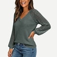 thumbnail image 5 of yillto Womens Sweaters Lace Long Sleeve V Neck Knit Fashion Tops Lightweight Dressy Trendy Sweater, 5 of 5