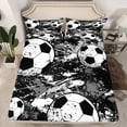 thumbnail image 2 of Homewish Boys Football Print Bed Sheets, Cartoon Soccer Player King Sheets, Black White Watercolor Sheet Set, Luxury Bedroom Decor, 4-Piece, 2 of 7