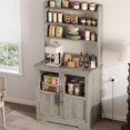 thumbnail image 5 of Kitchen Bakers Rack with Power Outlet,Coffee Bar Table 6 Tiers,Kitchen Microwave Stand,Microwave Oven Stand Pantry Hutch with Door,Storage Shelf Rack for Spices,Pots and Pans, 5 of 7