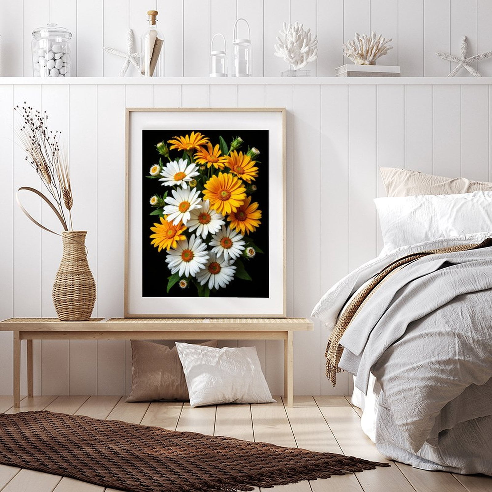 Diamond Art Kits for Adults - 5d Bouquet Of Yellow And White Daisies Diamond Painting for Adults, Diamond Art for Adults Beginners, Diamond Painting Kits for Adults for Home Wall Decor