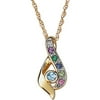 Personalized Planet Family Sterling Silver or 14K Gold over Silver Birthstone and Diamond Accent Teardrop Pendant, 20"