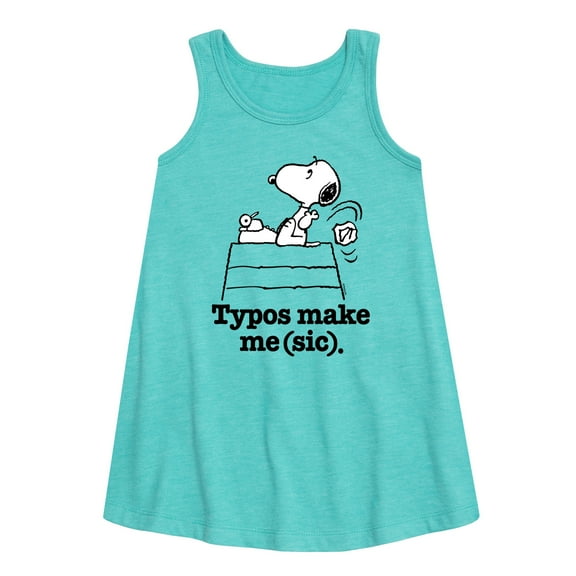 Peanuts - Snoopy Typos Make Me Sic - Toddler & Youth Girls A-line Dress