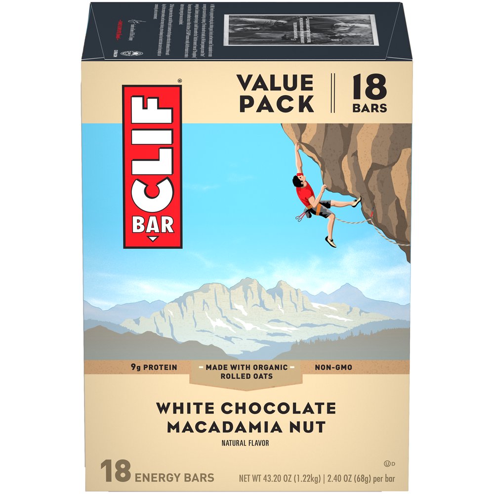 CLIF Bar Energy Bars, White Chocolate Macadamia Nut, 9g Protein Bar, 18