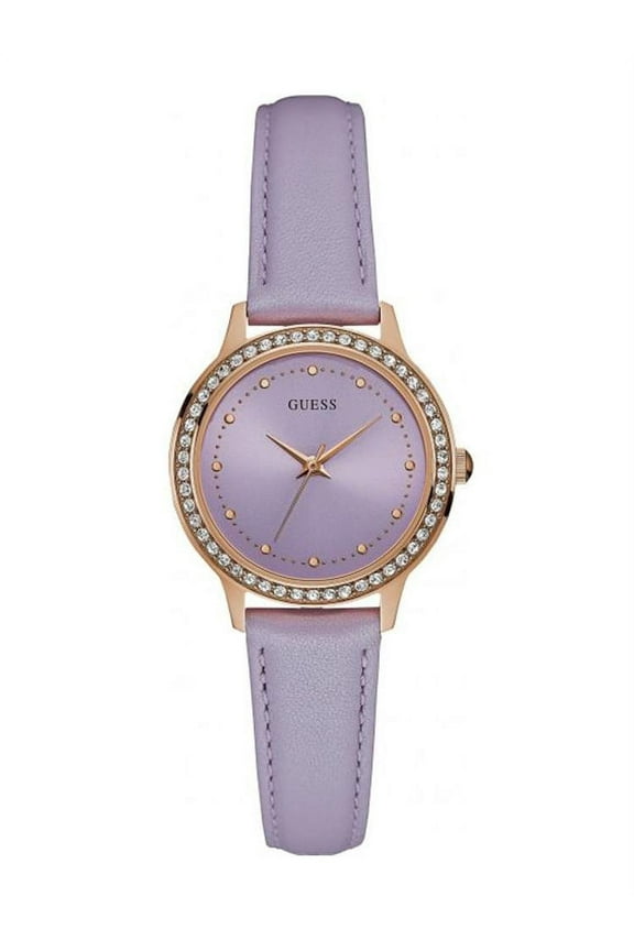 Women's Chelsea 30mm Purple Leather Band Steel Case Quartz Analog Watch W0648L14