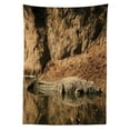 thumbnail image 3 of Ambesonne Animal Tablecloth Rectangular Table Cover, Crocodile Hunt in Wild, 60"x90", Brown Tan, 3 of 4