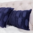 thumbnail image 4 of Home Soft Things 2-Pc Tatami Embroidery Plush Faux Fur pillow covers - Dark Sapphire - 14"x26", 4 of 8