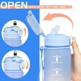 thumbnail image 3 of 1 Litre Water Bottle with Straw, Time Markings Motivational Sport Water Bottle, Bpa Free Tritan Drinks Bottle for Girls, Boy, Fitness, Outdoor, Cycling, Gym, School & Office,Blue, 3 of 8