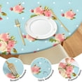 thumbnail image 4 of Pioneer Flower Floral Print Pattern Round Fitted Tablecloth with Elastic Edge,Dining Table Cover Waterproof,Outdoor Round Tablecloth for Camping,Dining,Indoor and Outdoor, 4 of 7