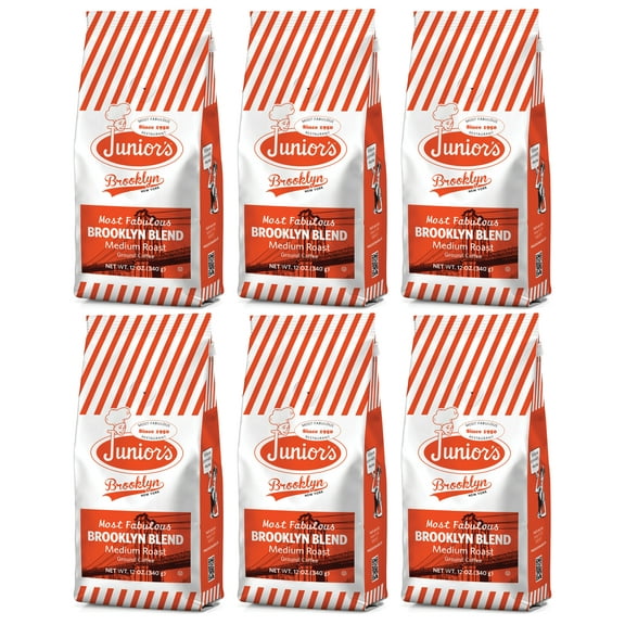 Junior's Most Fabulous Brooklyn Blend, Medium Roast Ground Coffee, 6/12 oz bags