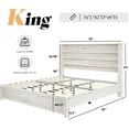 thumbnail image 4 of Merluxy Farmhouse King size Bed Frame with 49" Scalloped Headboard, with Natural Woodgrain Finish, No Boxspring/No Noise, Distressed White, 4 of 9