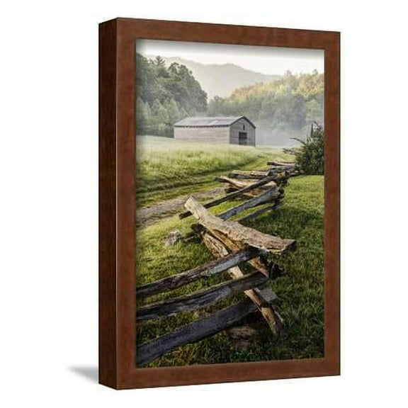 Pioneer's Barn, Split Rail Fence, Cades Cove, Great Smoky Mountains National Park, Tennessee, USA, Botanical Scenic Framed Art Print Wall Art Sold by Art.Com