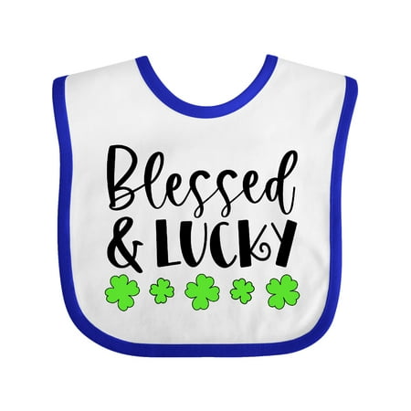 

Inktastic Blessed and Lucky 4 Leaf Clovers St. Patrick s Day Gift Baby Boy or Baby Girl Bib