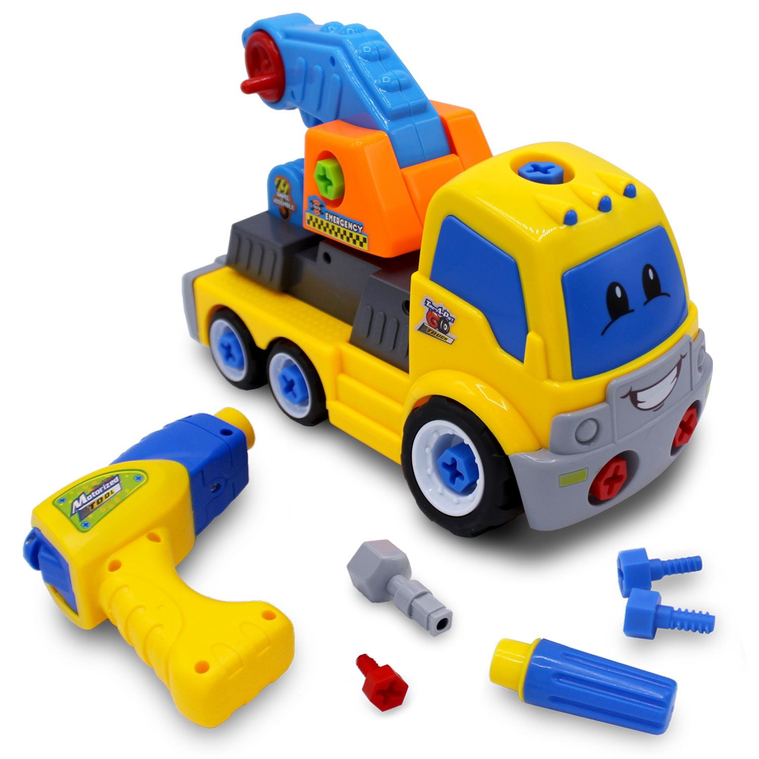 yellow tow truck toy