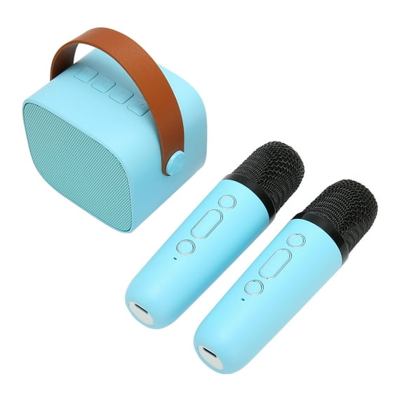 Haut-parleur Bluetooth Portable avec 2 Microphones Sans Fil, Mini Son Stéréo Karaoké Prise en Charge du Stockage 512G, Microphone Portable pour Fête d'Anniversaire KTV