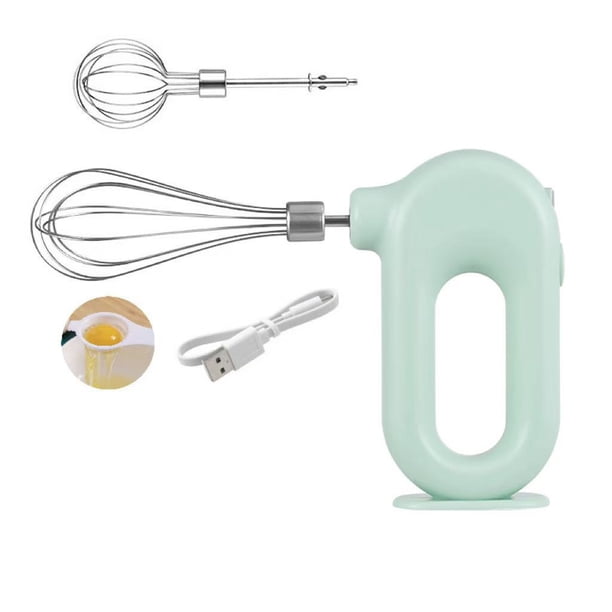 Batidora de Mano Eléctrica Inalámbrica Recargable USB con 4 Velocidades y Varillas Desmontables para Repostería (Verde)