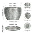 thumbnail image 2 of Ordivic 6 inch Silver Textured Ceramic Planter with Saucer, Indoor Plant Pot with Drainage Hole for Snake Plant, Succulents & Pothos, 2 of 6