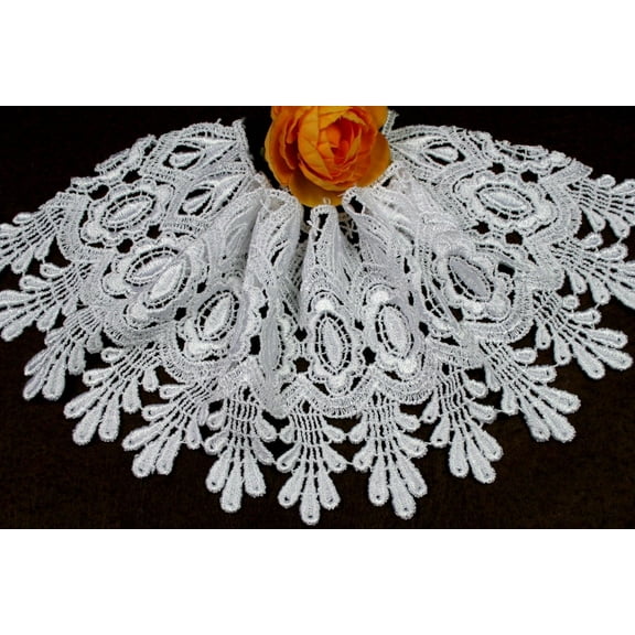 Kiddo 4" White or Ivory Floral Victorian Guipure Venice Lace Trim by Yardage