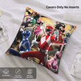 thumbnail image 2 of Fundas de almohada de terciopelo negro Power Rangers para sala de estar, sofá, dormitorio, fundas de cojín cuadradas decorativas sólidas y suaves con cremallera invisible, sin inserto., 2 of 5