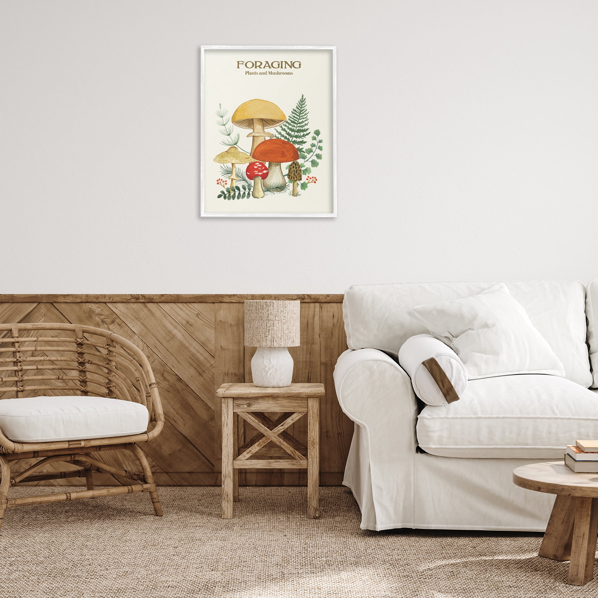 Stupell Industries Vintage Foraging Mushrooms Botanical & Floral Painting White Framed Art Print Wall Art, 24 x 30