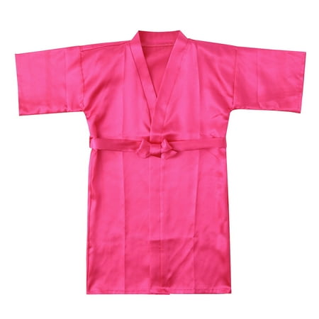 

Yubatuo Toddler Baby Kids Girls Solid Silk Satin Kimono Robes Bathrobe Sleepwear Clothes Pink 8
