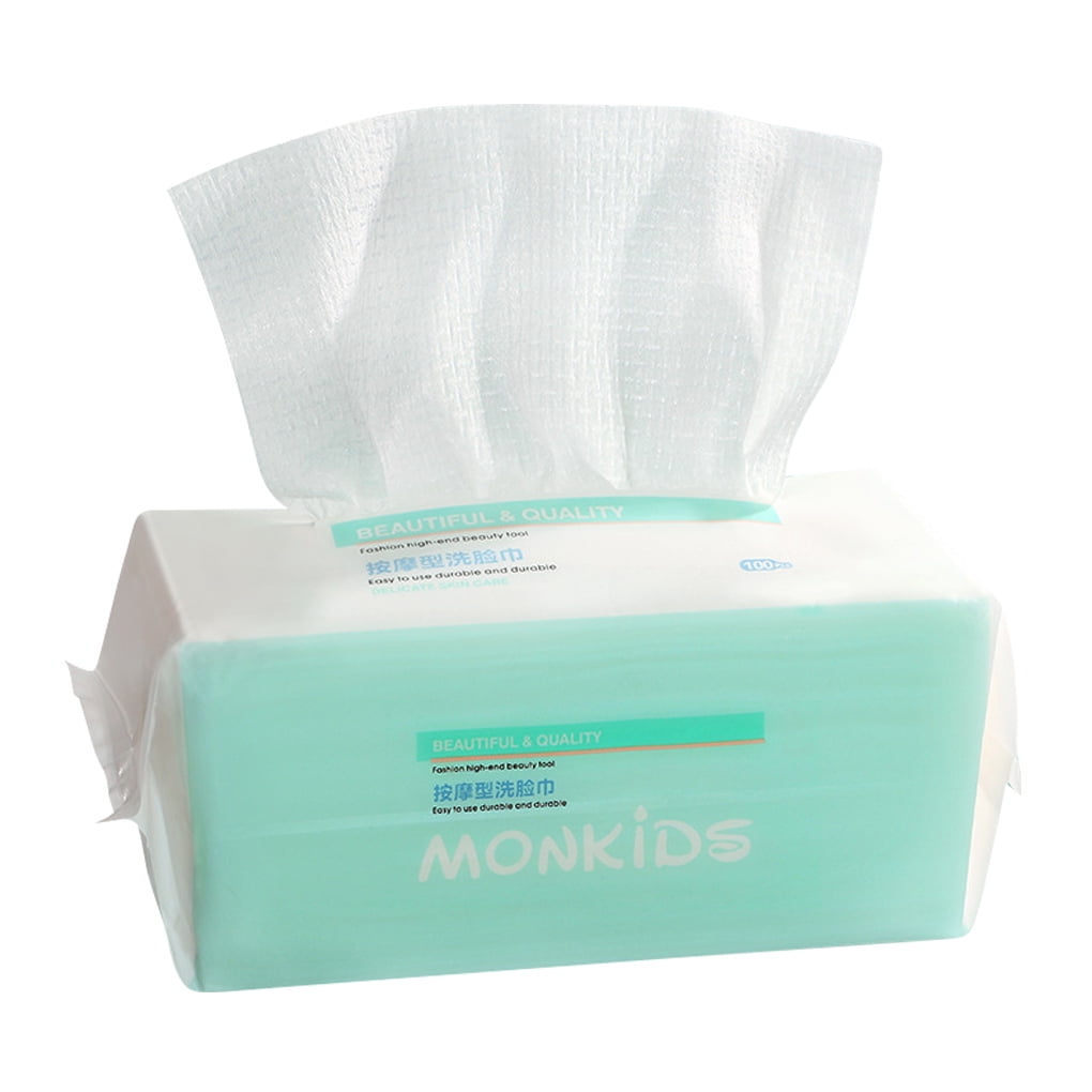Langgg 100pcs/1 Pack Disposable Face Washing Multifold Paper Towel Cotton Facial Care Tissue