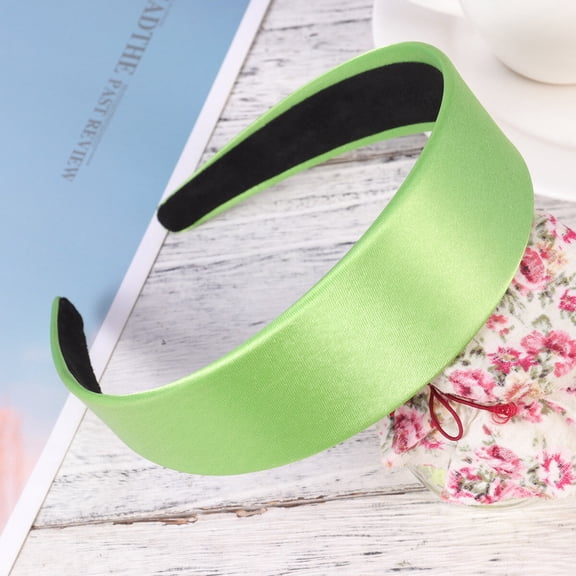 OULII 2Pcs Elegant Satin Hair Hoops Light Green Headband Solid Color Accessory for Celebration