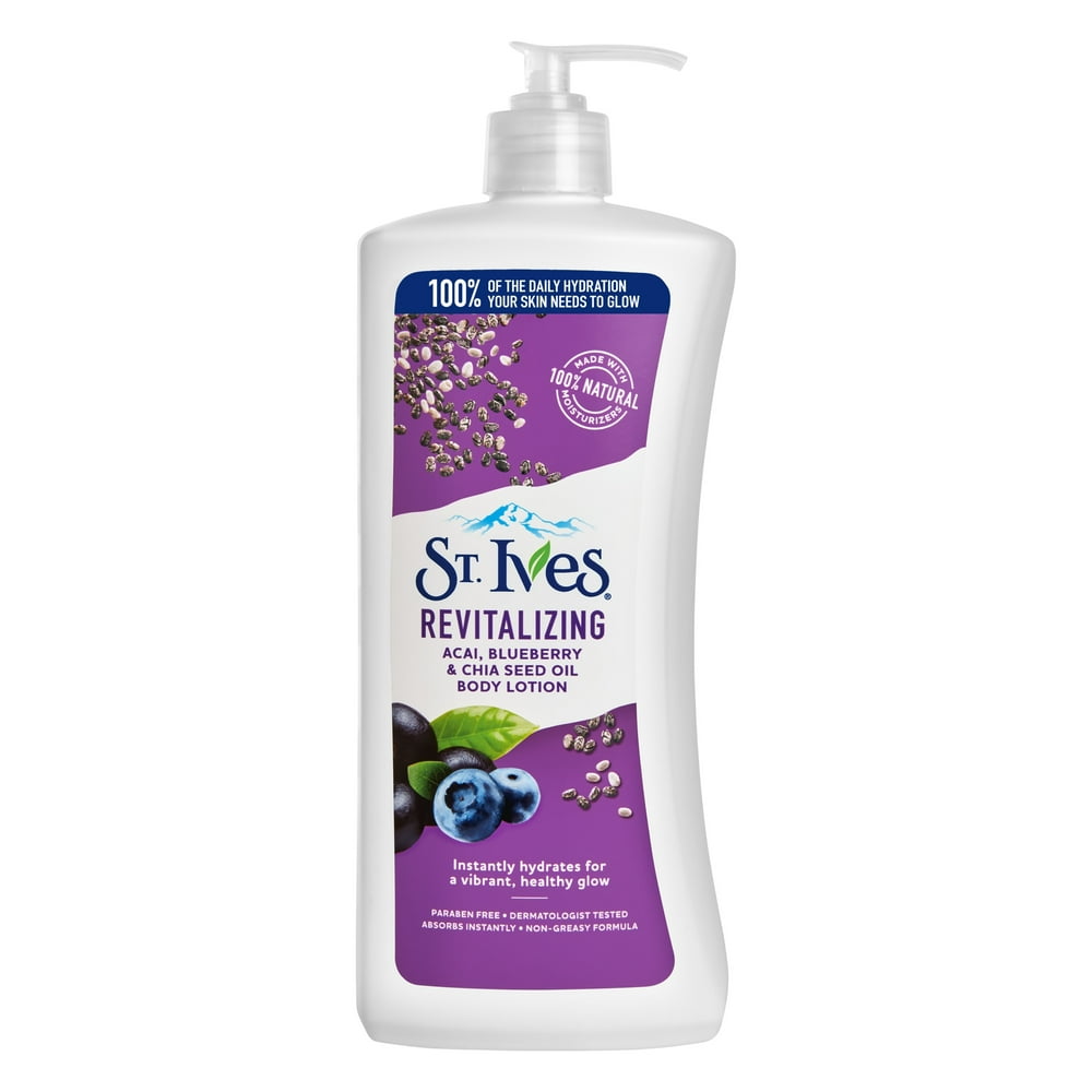 St. Ives Revitalizing Body Lotion Acai Blueberry Chia Seed Oil, Instant