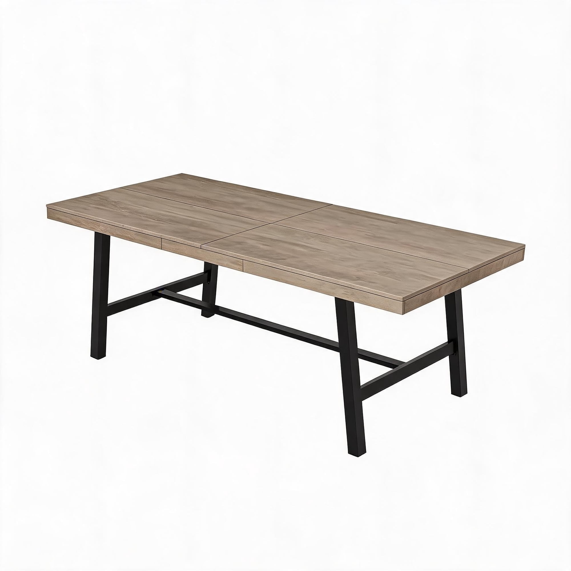 Industrial Rectangular Dining Table for 6-8 - Extra-Long Rustic Wood Top - Heavy-Duty Metal Frame Multi-Purpose for Dining Room Kitchen Office Work/Project Table Retro gray 2.0 meters