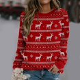 thumbnail image 1 of Mode Noël Femmes Imprimé Manches Longues Confortable Respirant Col Rond Chemise Hauts, 1 of 6