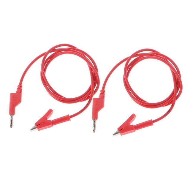Cable de Sonda de Prueba de Línea de Abrazadera de Pinza de con Conector Banana de Doble Extremo de 2x 1m rojo DYNWAVEMX Cable de banana a pinza de cocodrilo