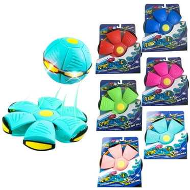 Phlat Ball - Magic Ball Toy - Throw A Disc Catch A Ball - Time Delay Transformation Flying Toy (Cyan, With Light)