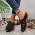 thumbnail image 2 of Mules for Women Closed Toe Fisherman Sandals Breathable Cutout Buckle Strap Slip on Low Wedge Cushioned Orthopedic Shoes Slides Black Size 7.5, 2 of 6