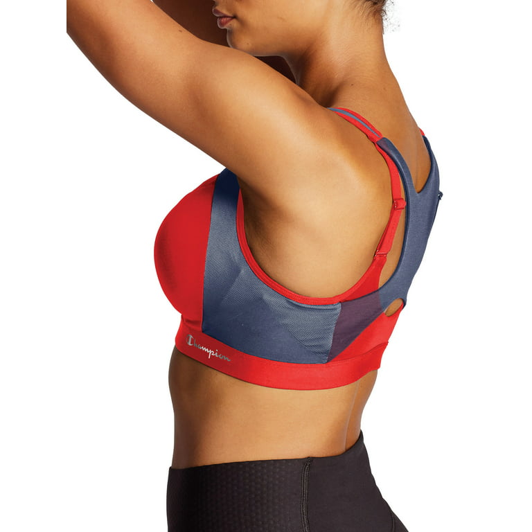 Women's Champion Motion Control Zip Front Sports Bra Red Flame 36B
