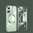 thumbnail image 1 of Magnetic Clear Case for iPhone 11, Soft Silicone Shockproof Cushion Anti-Scratches Non-Yellowing Cover Compatible with MagSafe Wireless Charging Lens Protector Case, Green, 1 of 9