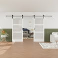thumbnail image 2 of 36'' x 84'' 3-Piece Glass and Manufactured Wood Double Sliding Barn Door with Installation Hardware Kit Set, 2 of 7
