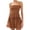 Caramel, variant on Women's Smocked Frill Cami Mini Dress with Tiered Ruffles and Stretch Polyester 100% Fabric for Summer Occasion