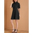 thumbnail image 6 of INSPIRE CHIC Women's Casual Short Sleeve Solid Color Button Down Shirt Dress M Black, 6 of 7